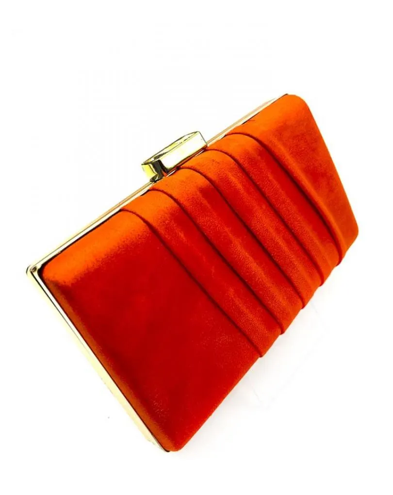 Orange Wedding Party Clutch Bags with Unique Pleated Detail