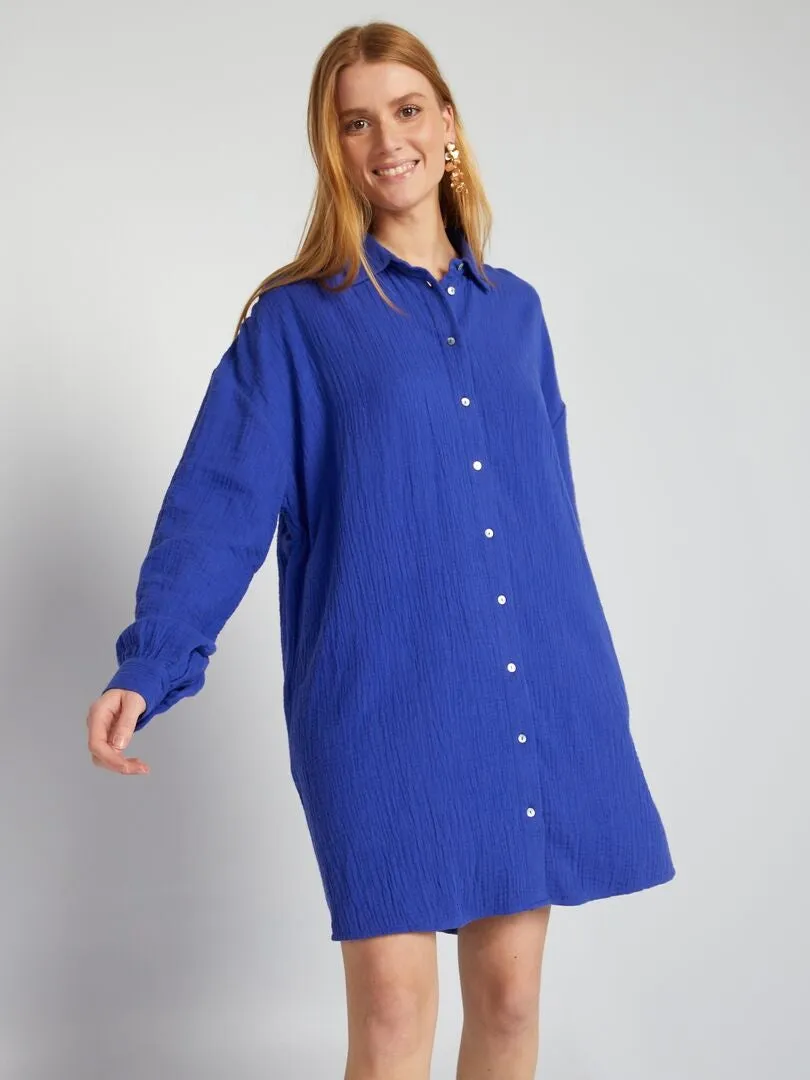 OVERSIZE COTTON GAUZE SHIRT  BLUE