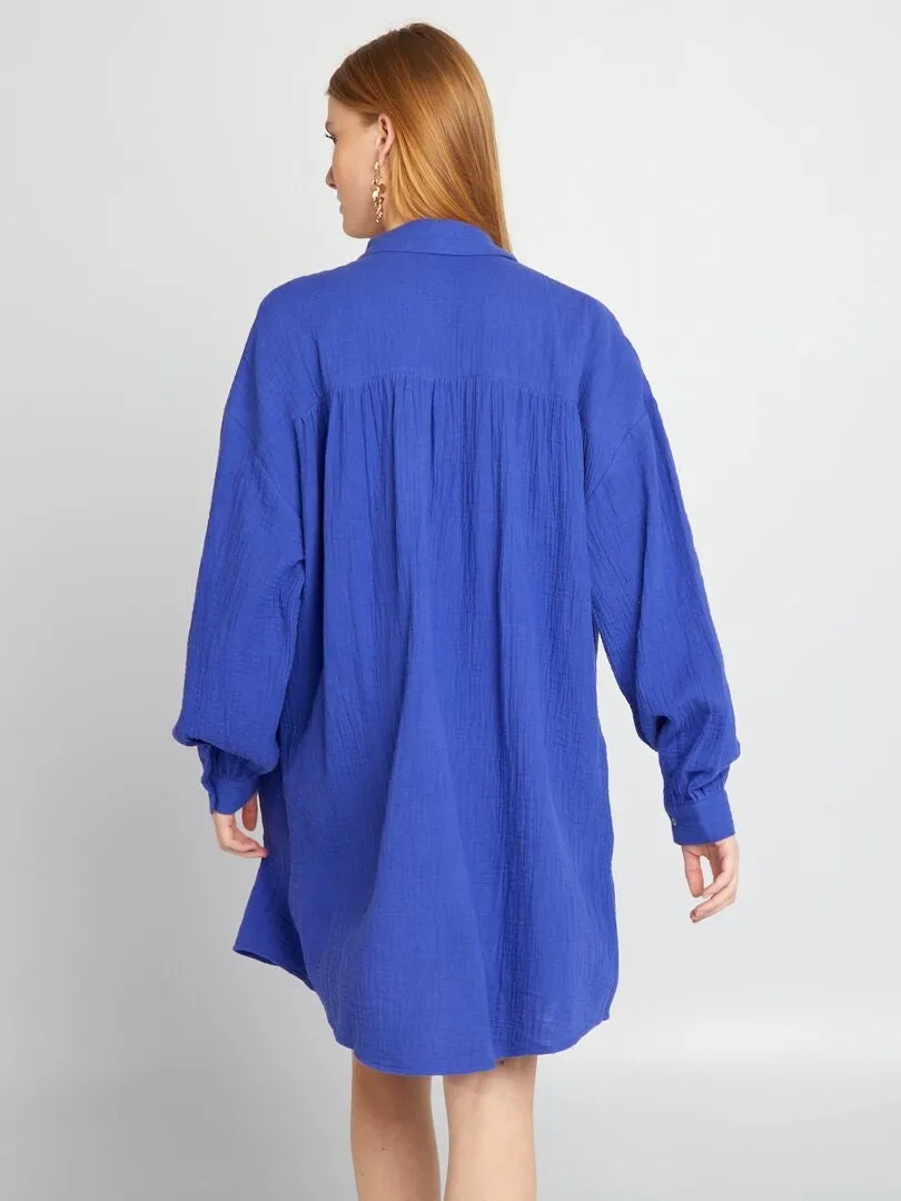 OVERSIZE COTTON GAUZE SHIRT  BLUE