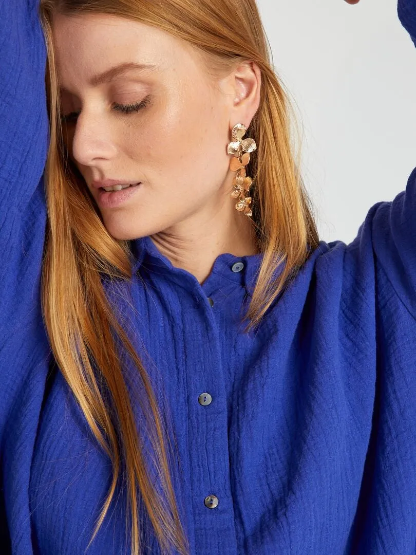 OVERSIZE COTTON GAUZE SHIRT  BLUE