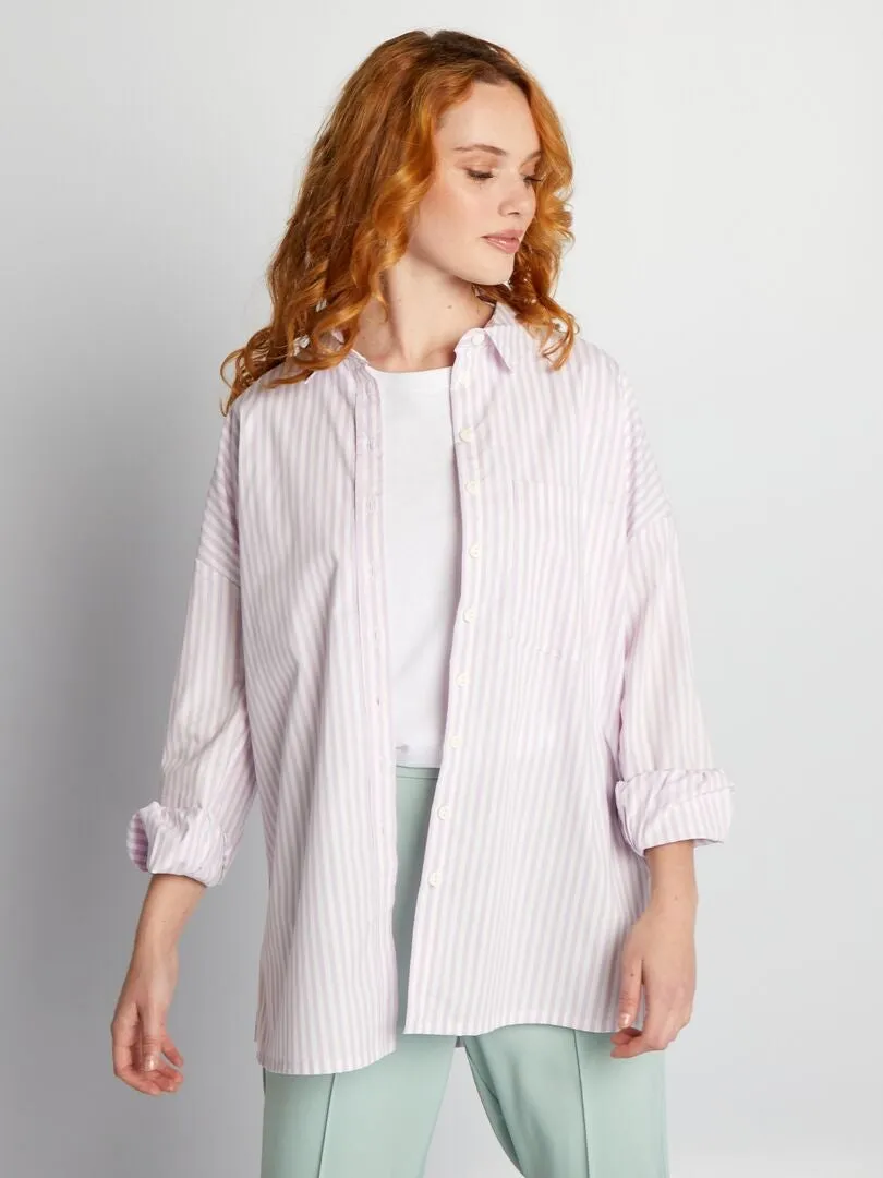 Oversized purple poplin shirt