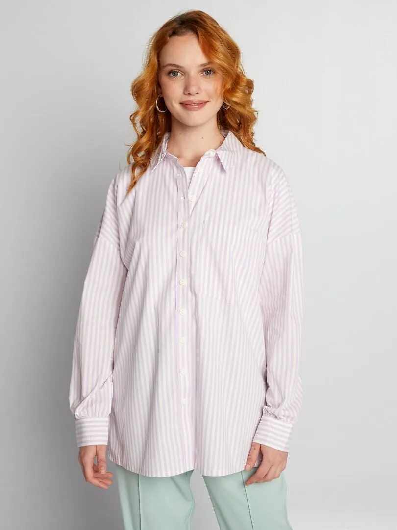 Oversized purple poplin shirt