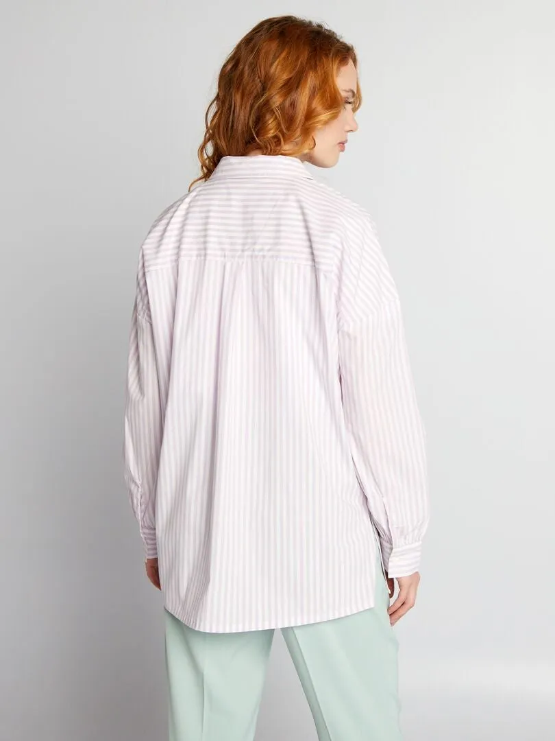 Oversized purple poplin shirt