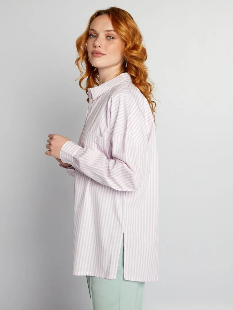 Oversized purple poplin shirt