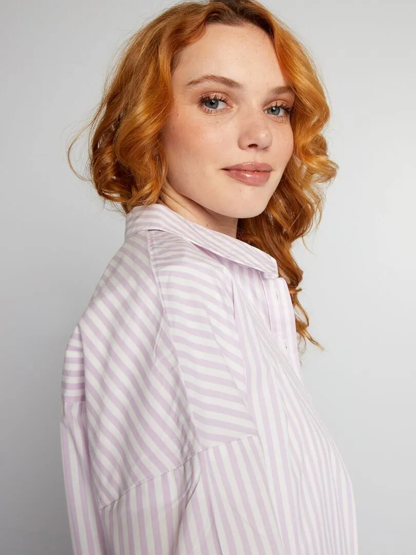 Oversized purple poplin shirt