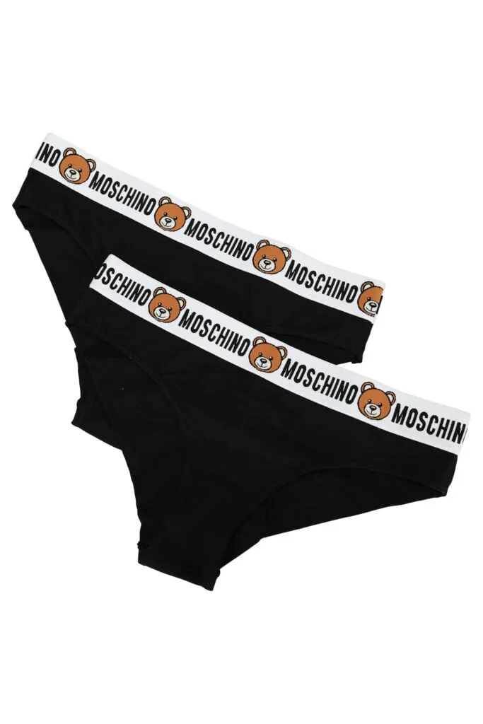 Pack de dos bragas negras con logo negro en cinta