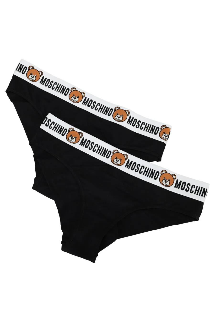 Pack de dos bragas negras con logo negro en cinta