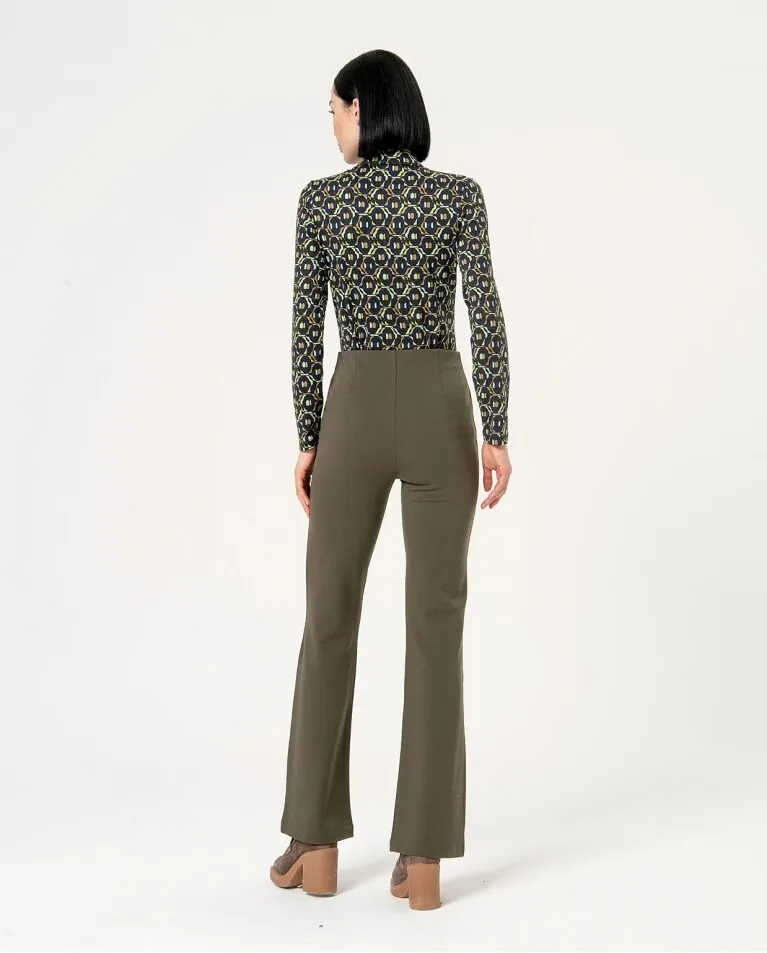 Pantalón Punto Flare Caqui