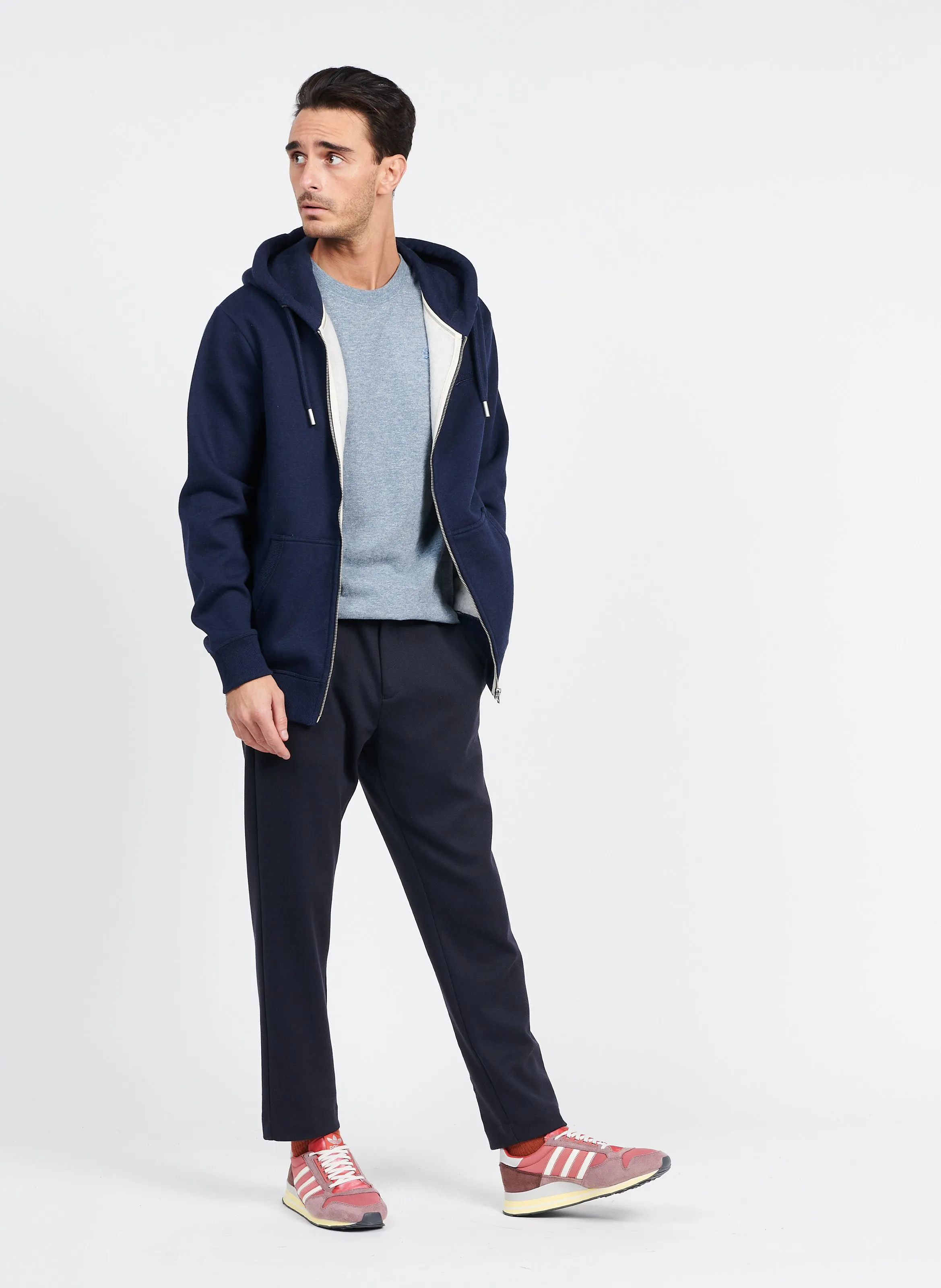 Pantalón recto de mezcla de algodón en azul