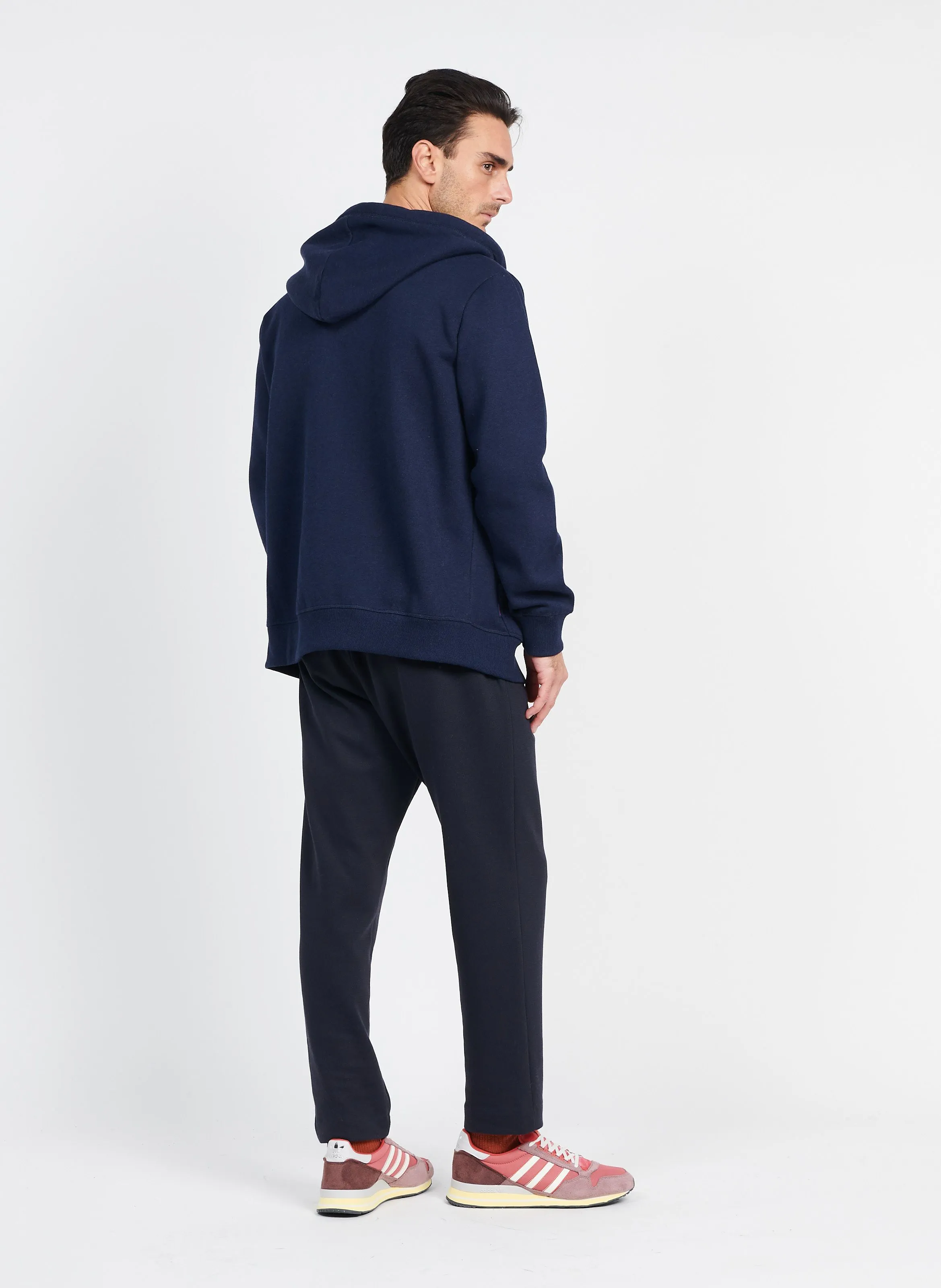 Pantalón recto de mezcla de algodón en azul