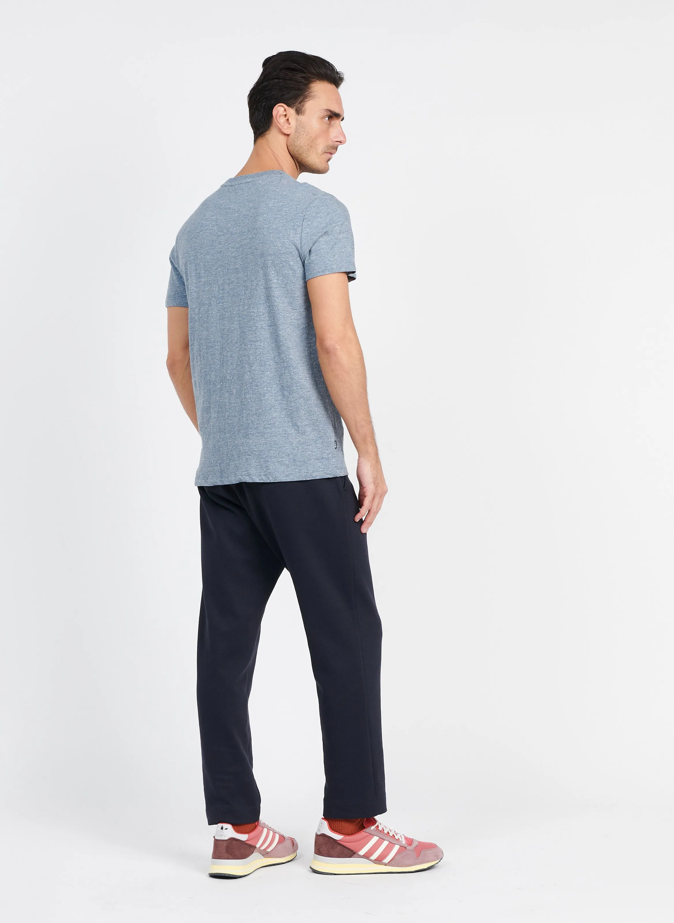Pantalón recto de mezcla de algodón en azul