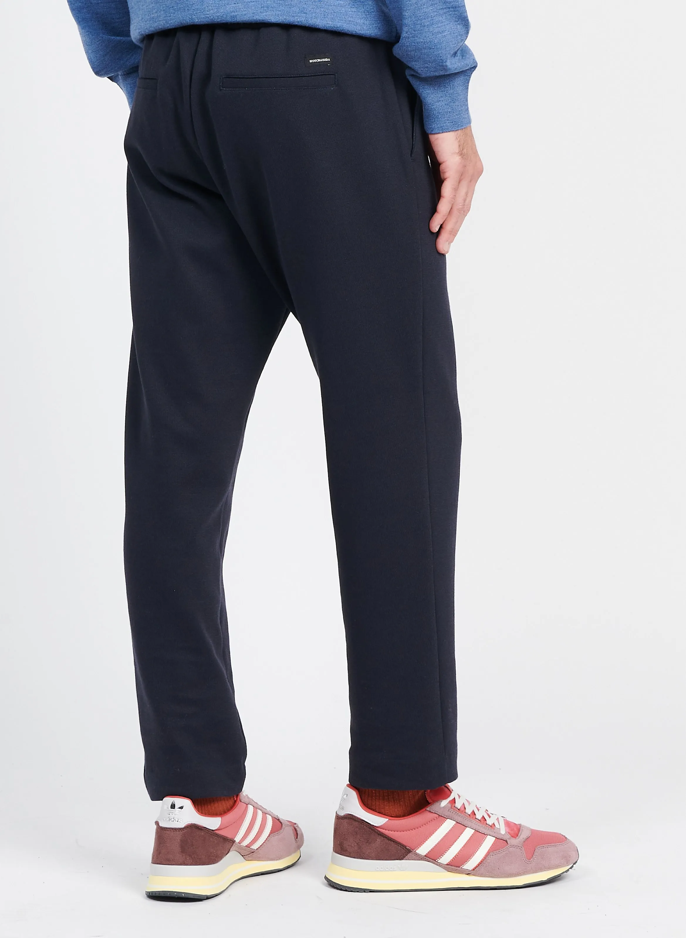 Pantalón recto de mezcla de algodón en azul