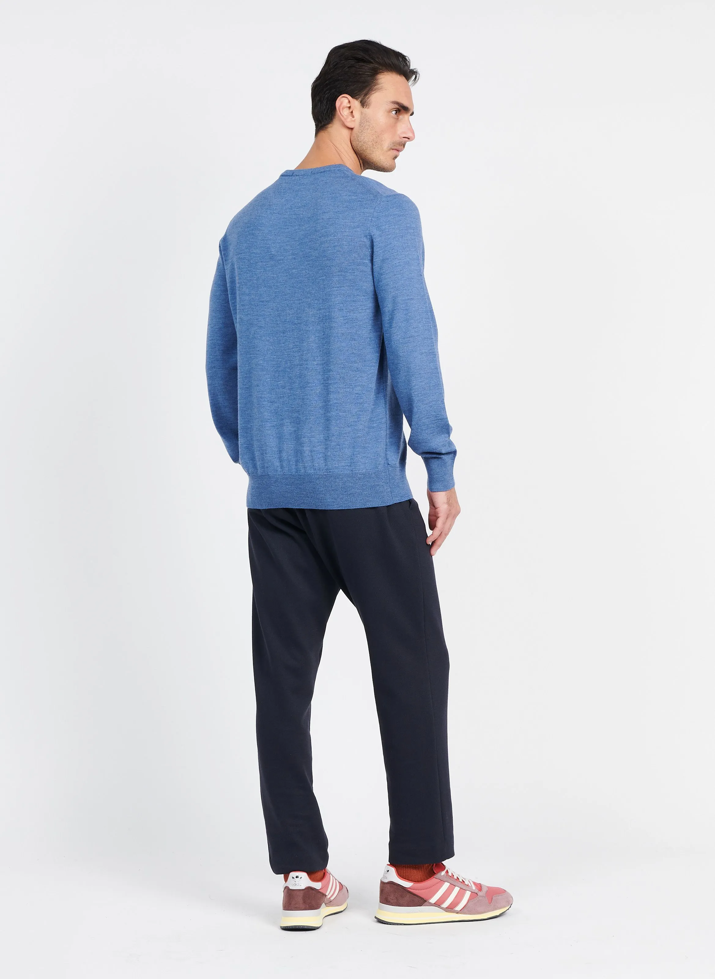 Pantalón recto de mezcla de algodón en azul