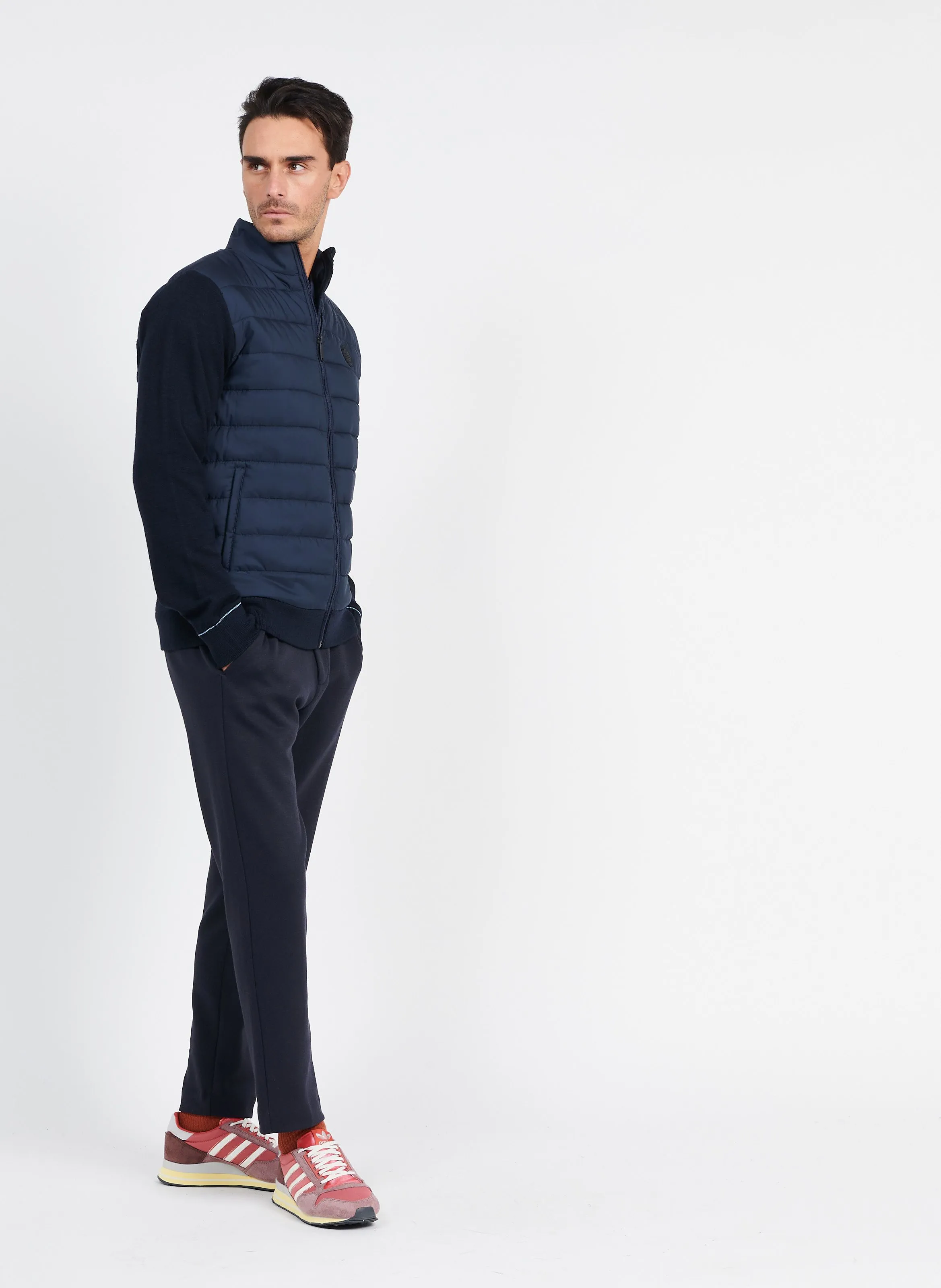 Pantalón recto de mezcla de algodón en azul