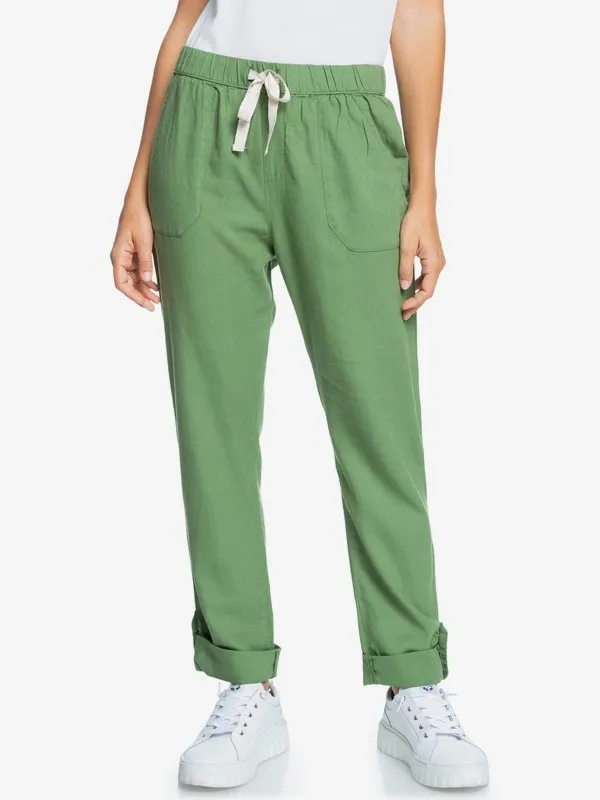 Pantalón ROXY cargo de lino para Mujer On The Seashore VINEYARD GREEN (gnt0) Ref. ERJNP03294 verde