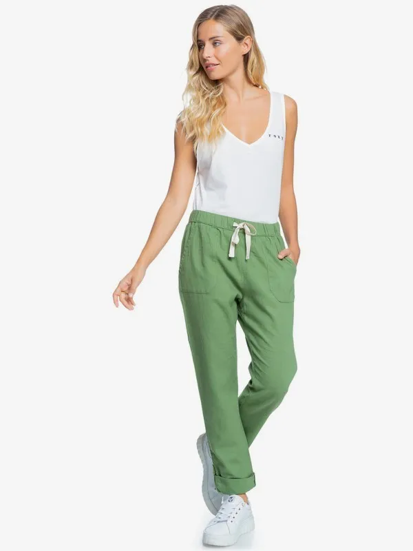 Pantalón ROXY cargo de lino para Mujer On The Seashore VINEYARD GREEN (gnt0) Ref. ERJNP03294 verde
