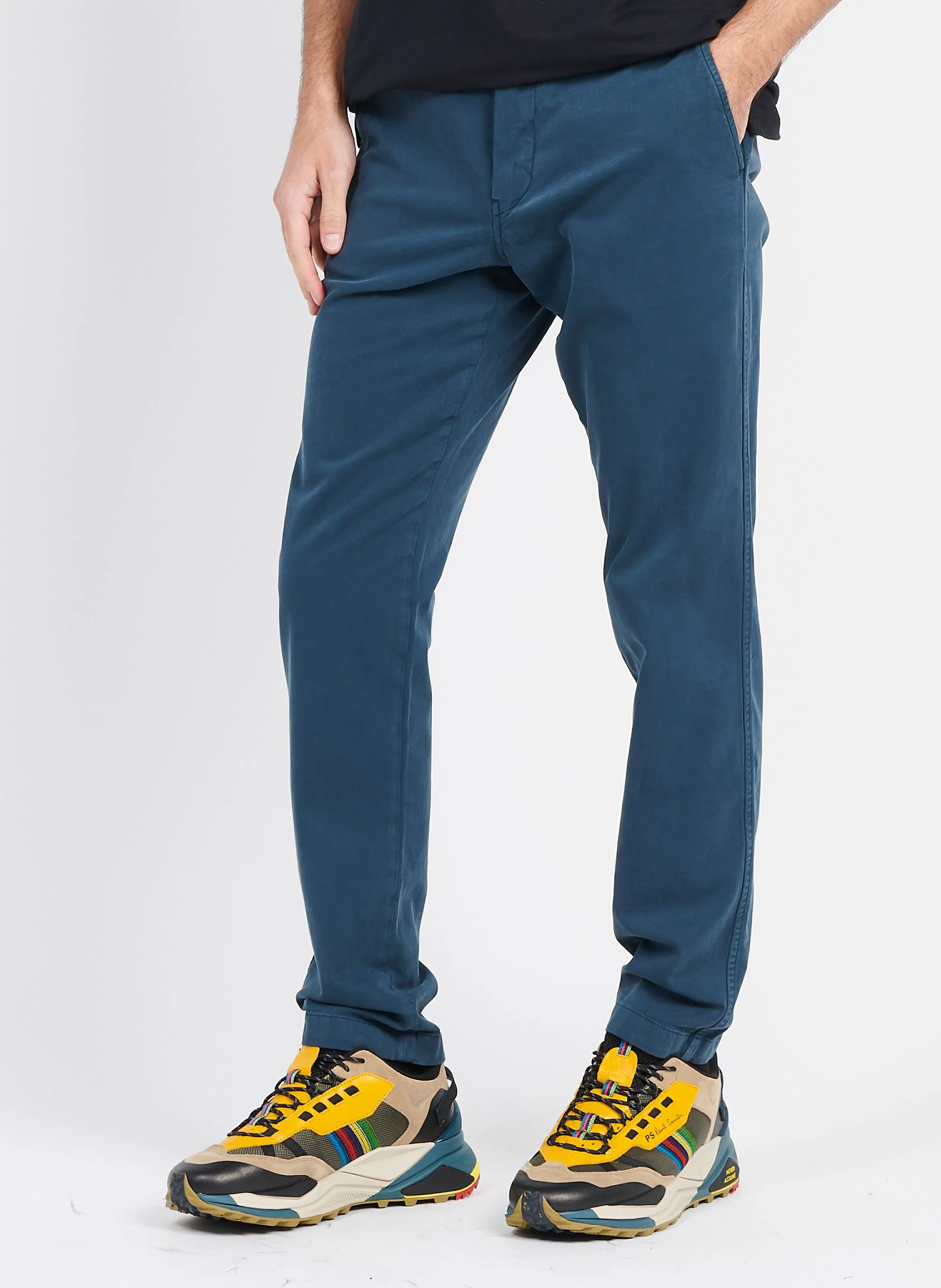 Pantalón slim de mezcla de algodón en azul