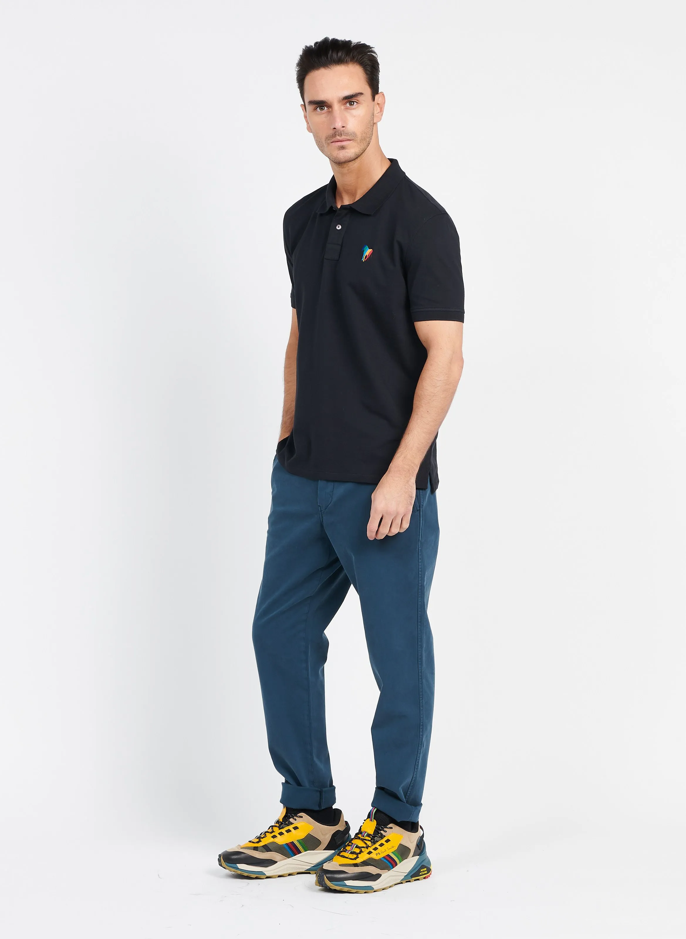 Pantalón slim de mezcla de algodón en azul