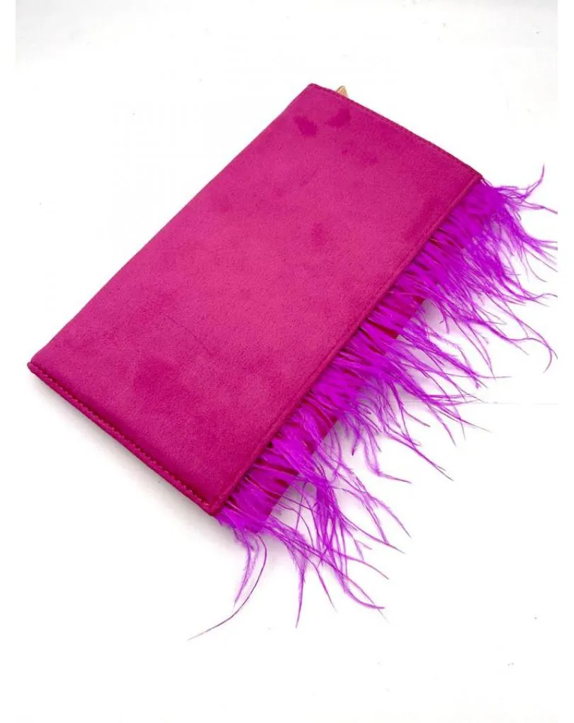 Party fuchsia bougainvillea bags with feathers for weddings