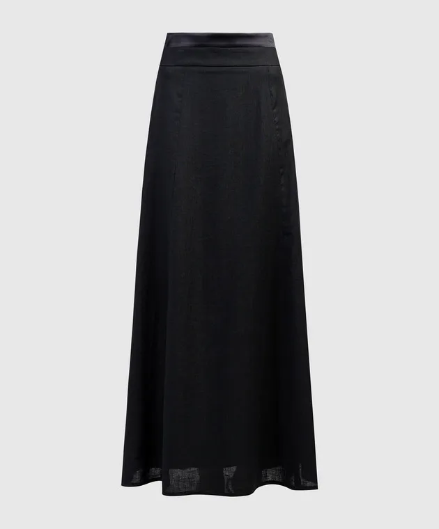 Peserico Black Linen Maxi Skirt for Summer