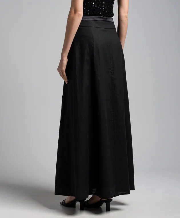 Peserico Black Linen Maxi Skirt for Summer