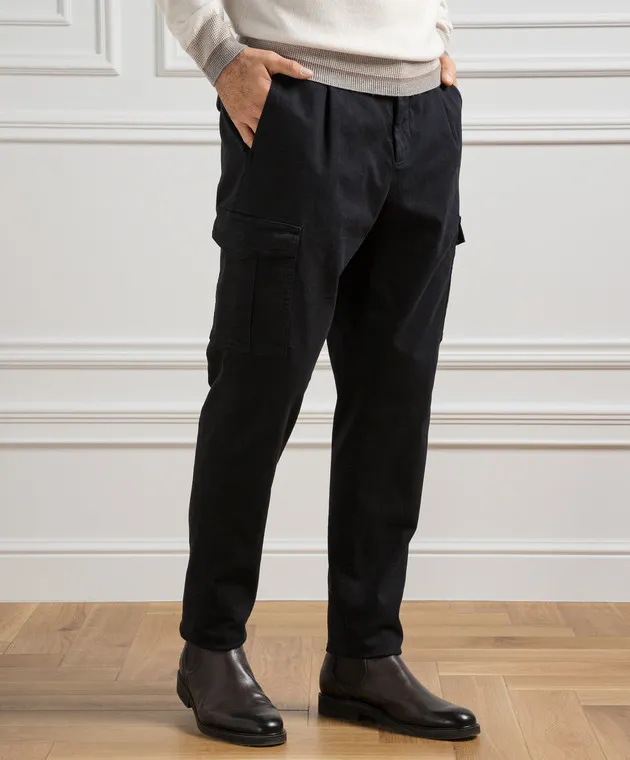 Blue Cargo Pants with Logo by Peserico
