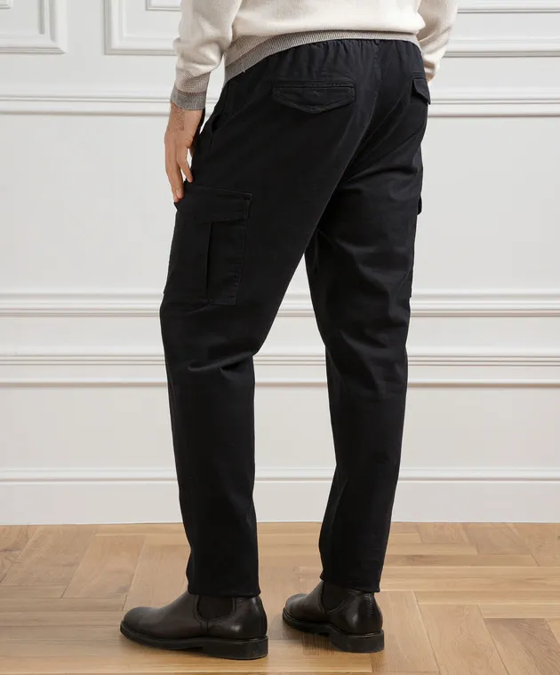 Blue Cargo Pants with Logo by Peserico