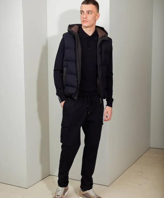Blue Cargo Pants with Logo by Peserico