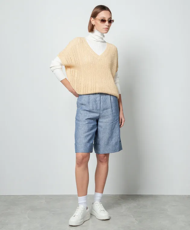 Peserico Blue Linen Shorts