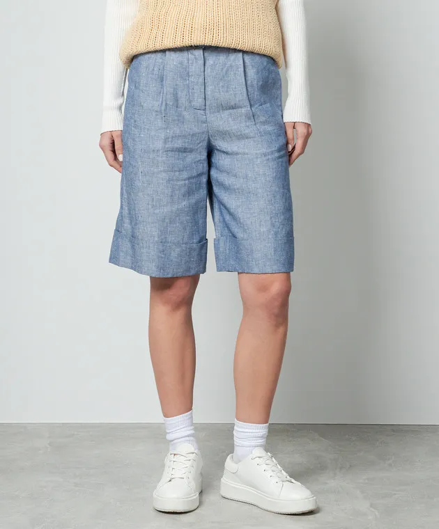 Peserico Blue Linen Shorts