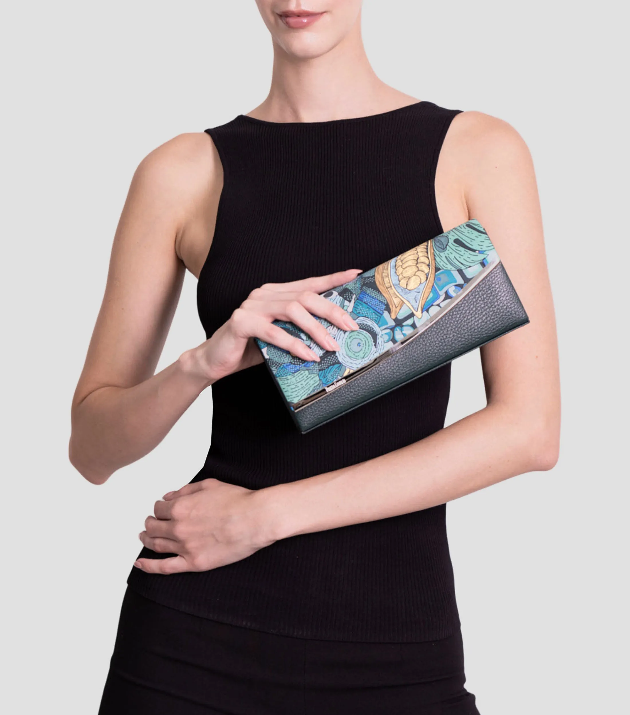 Pineda Covalin Bolso Clutch Akbal Máscara Jade Mujer