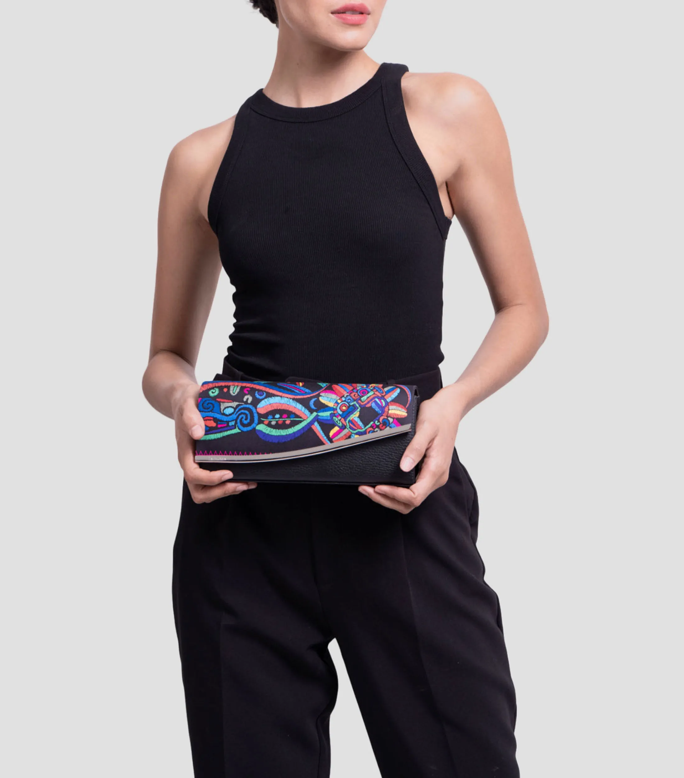 Pineda Covalin Bolso Clutch con estampado Quetzalcóatl Mujer