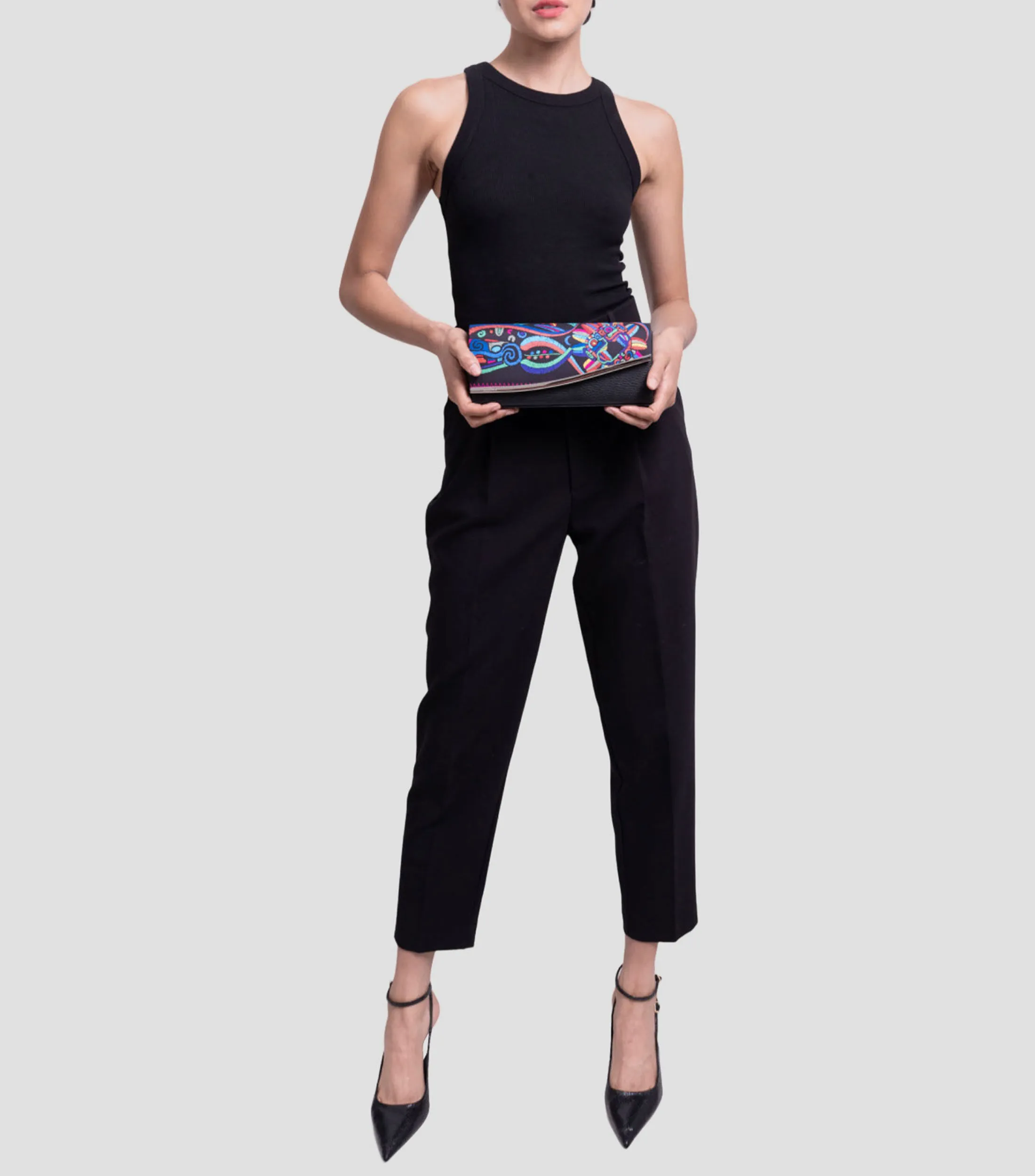 Pineda Covalin Bolso Clutch con estampado Quetzalcóatl Mujer