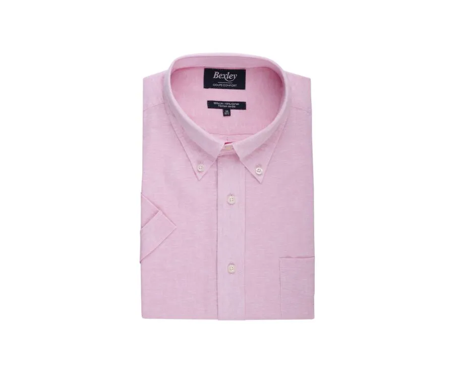 Pink Chambray cotton linen shirt with chest pocket