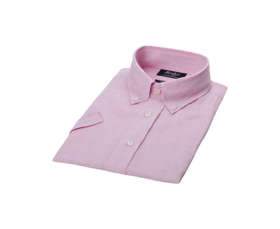 Pink Chambray cotton linen shirt with chest pocket