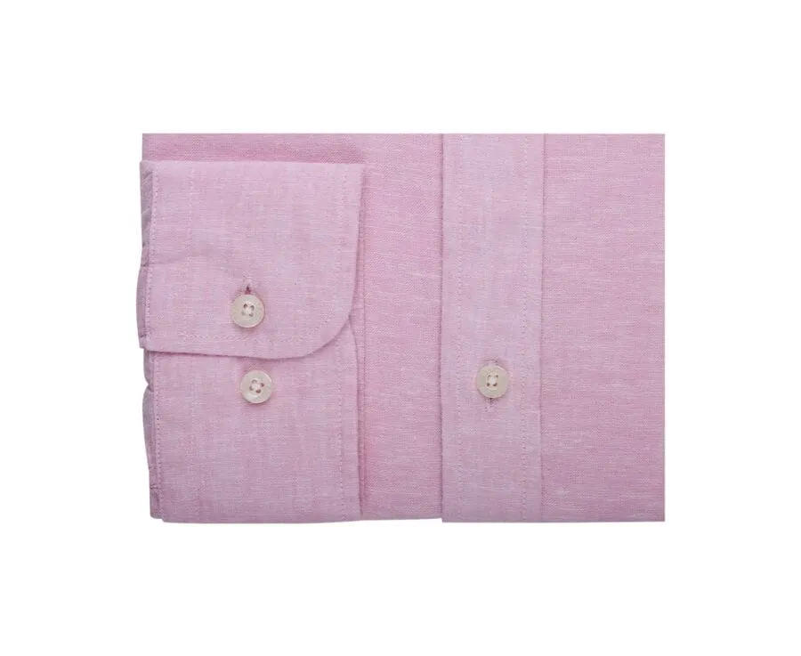 Pink Chambray cotton linen shirt with chest pocket