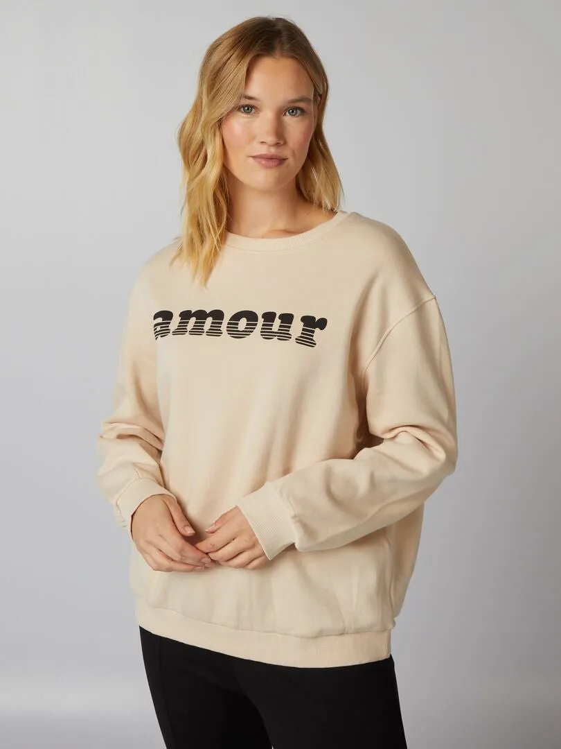 Pink printed sweatshirt.