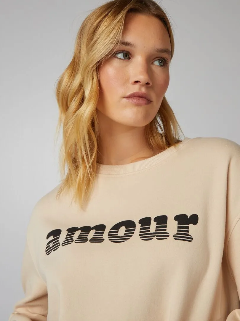 Pink printed sweatshirt.