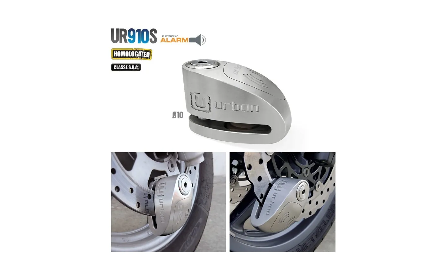 Pinza De Disco Urban Alarm Disc Lock Sra 10Mm Inox |UR910S|