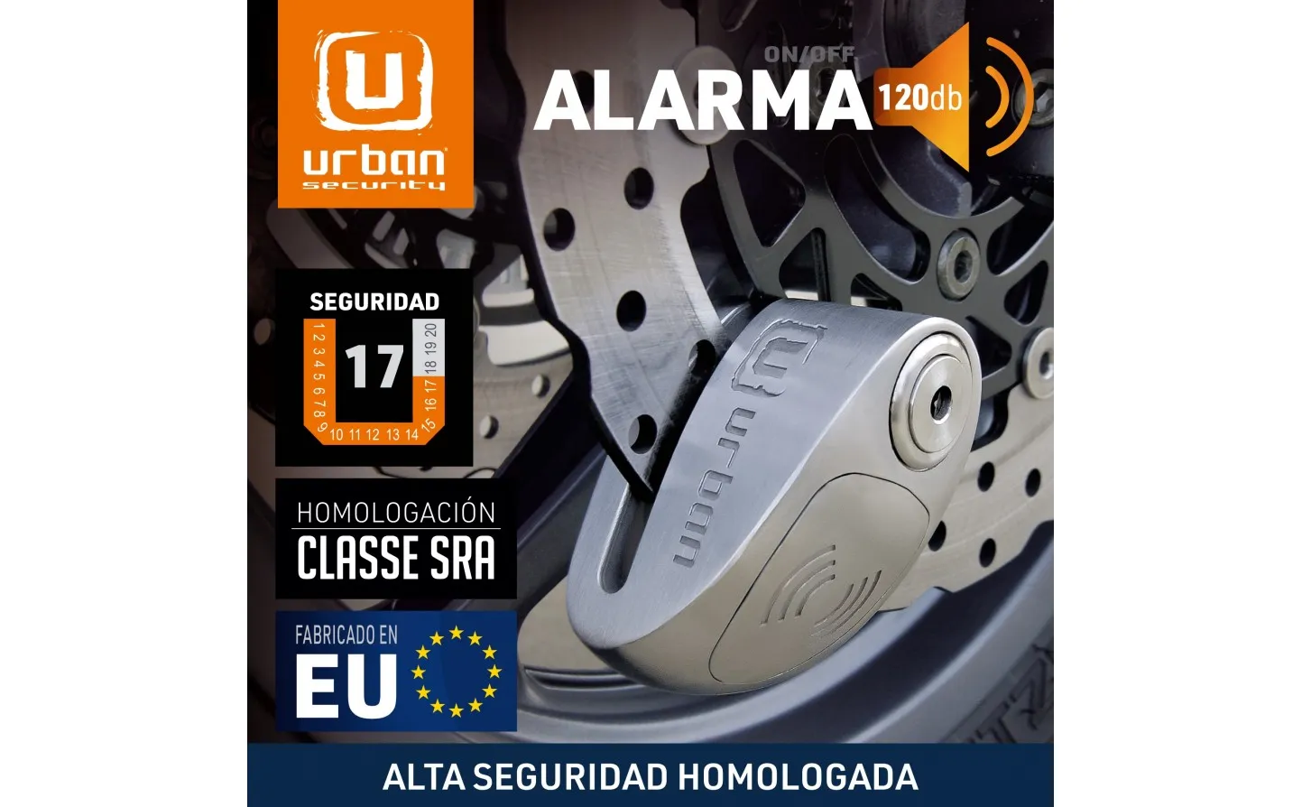 Pinza De Disco Urban Alarm Disc Lock Sra 10Mm Inox |UR910S|