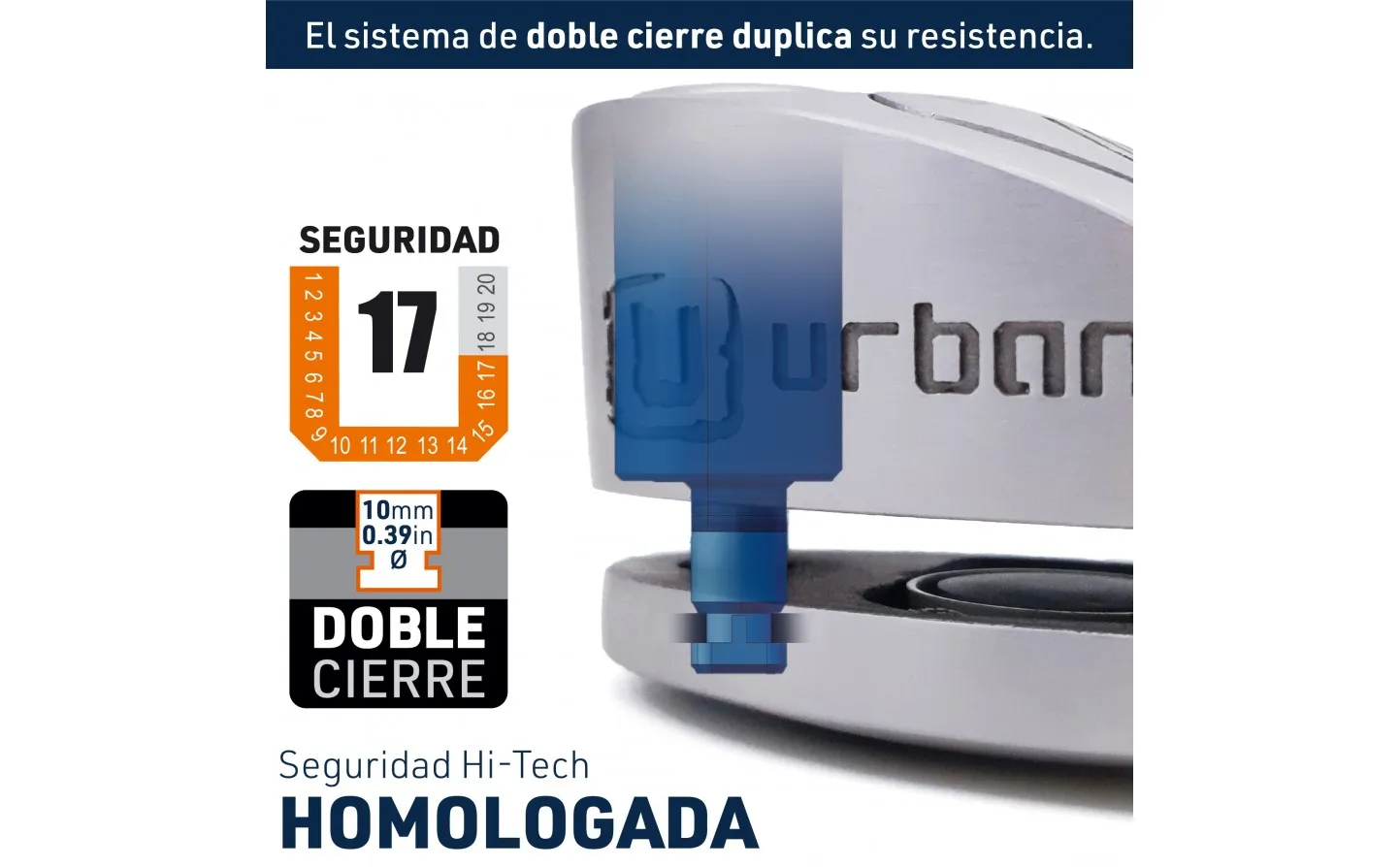 Pinza De Disco Urban Alarm Disc Lock Sra 10Mm Inox |UR910S|