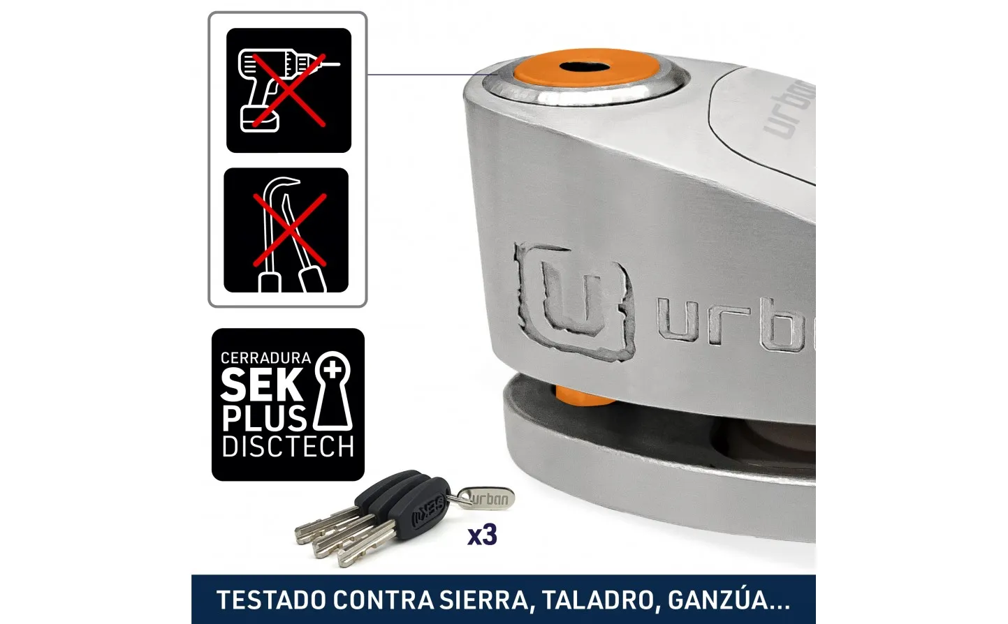 Pinza De Disco Urban Alarm Disc Lock Sra 10Mm Inox |UR910S|