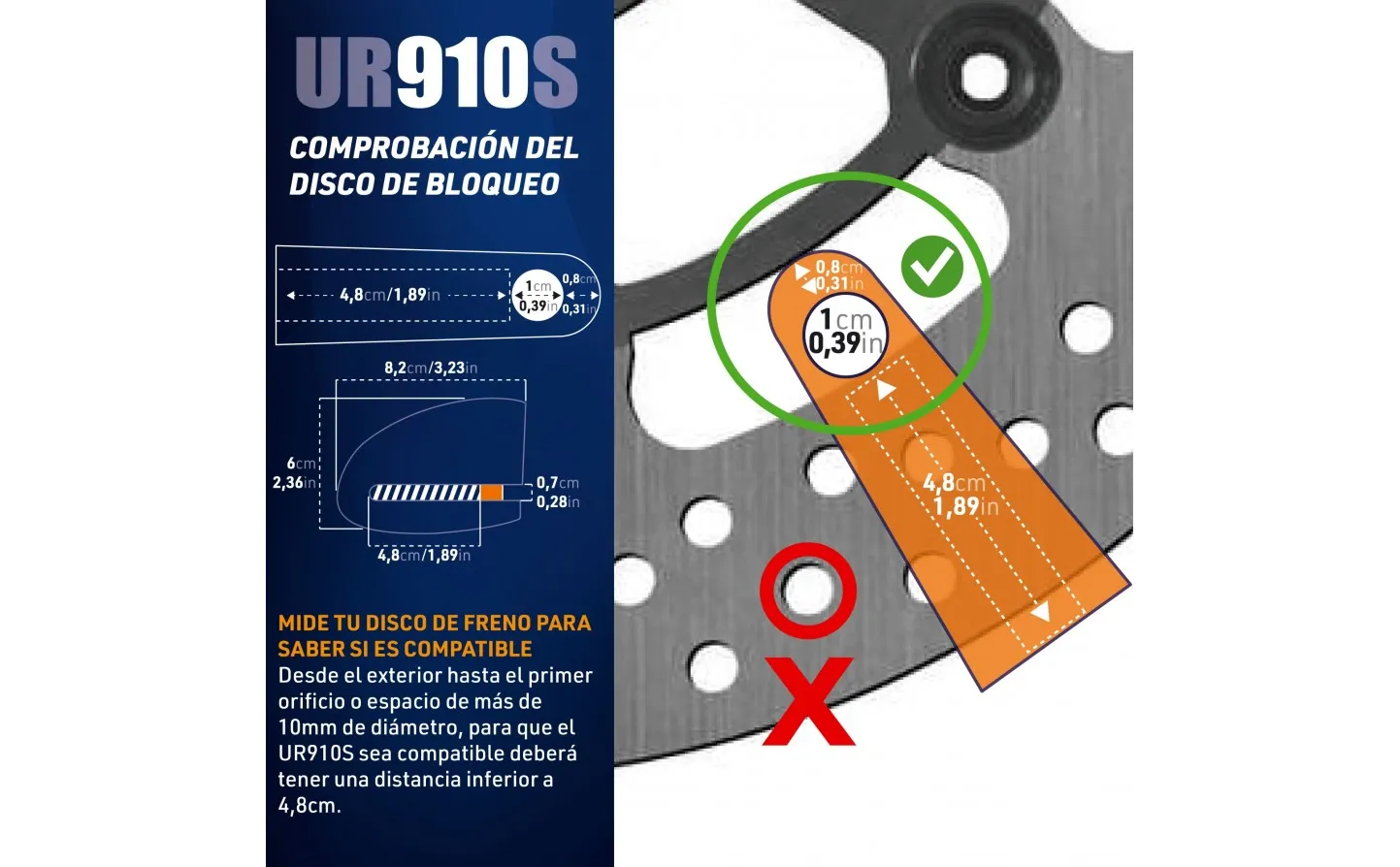 Pinza De Disco Urban Alarm Disc Lock Sra 10Mm Inox |UR910S|