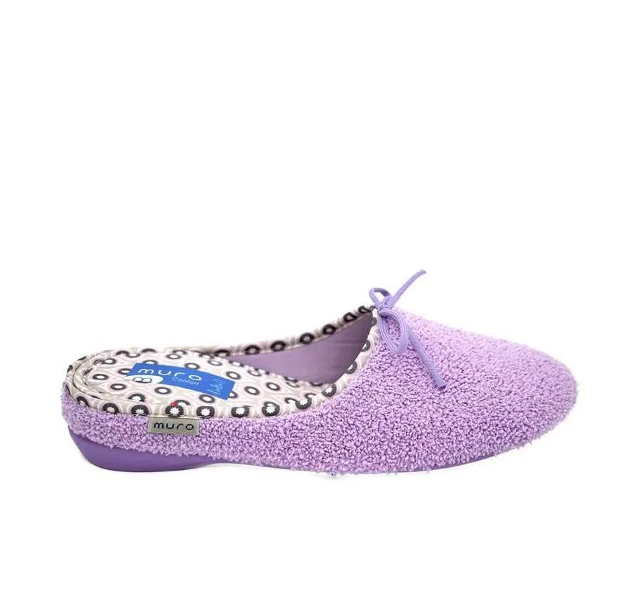 WOMEN'S COMFORTABLE FRESH RUFFLE SLIPPER HOME TSHIRTS LILAC BOW