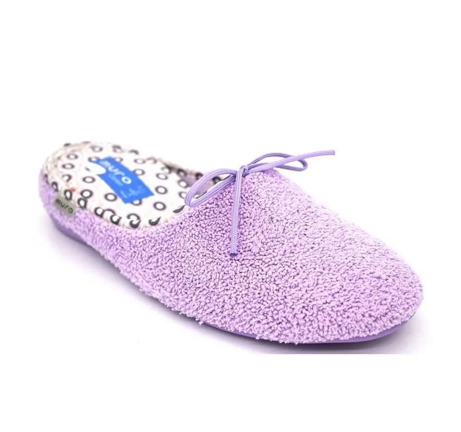 WOMEN'S COMFORTABLE FRESH RUFFLE SLIPPER HOME TSHIRTS LILAC BOW