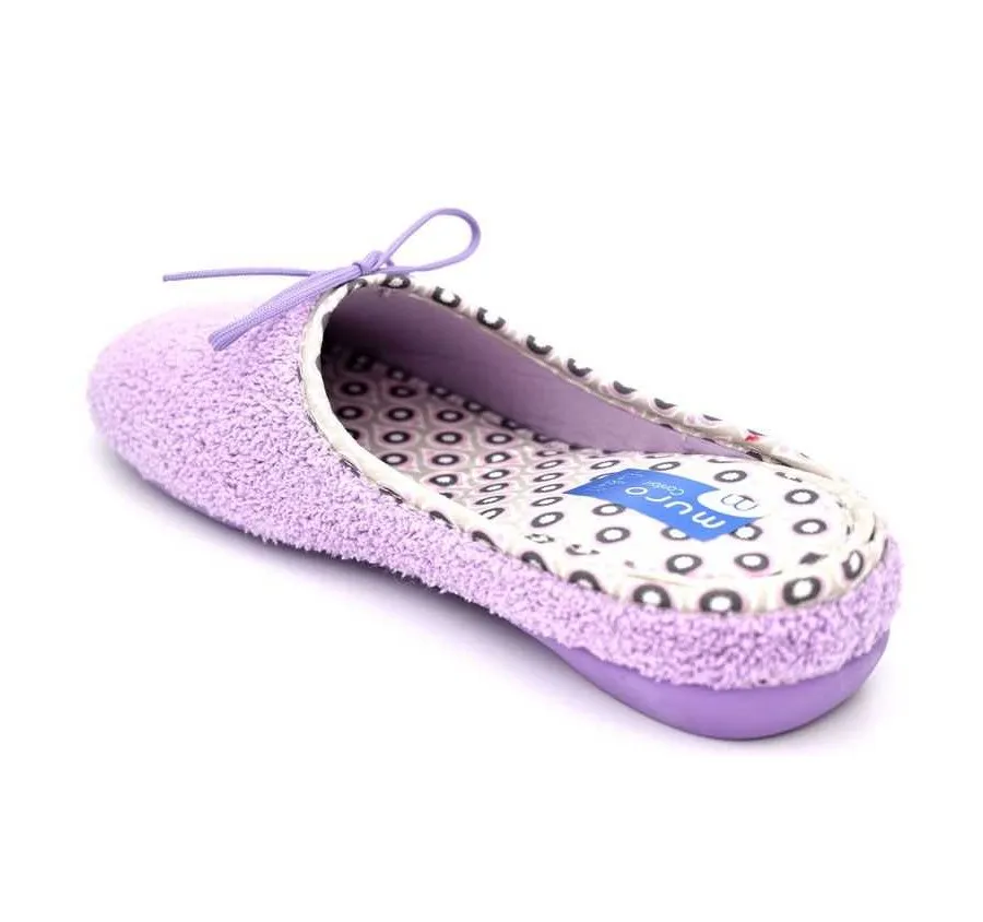 WOMEN'S COMFORTABLE FRESH RUFFLE SLIPPER HOME TSHIRTS LILAC BOW