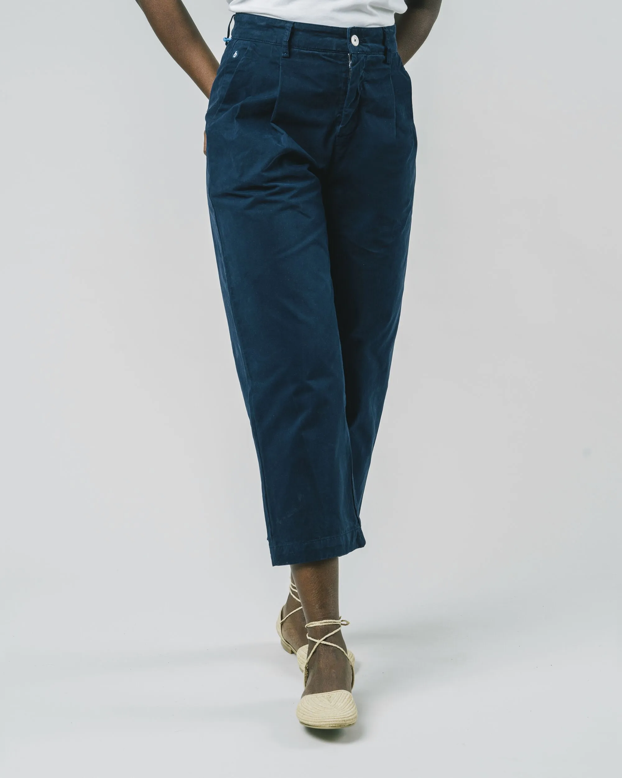 Navy Pleated Pants for Women