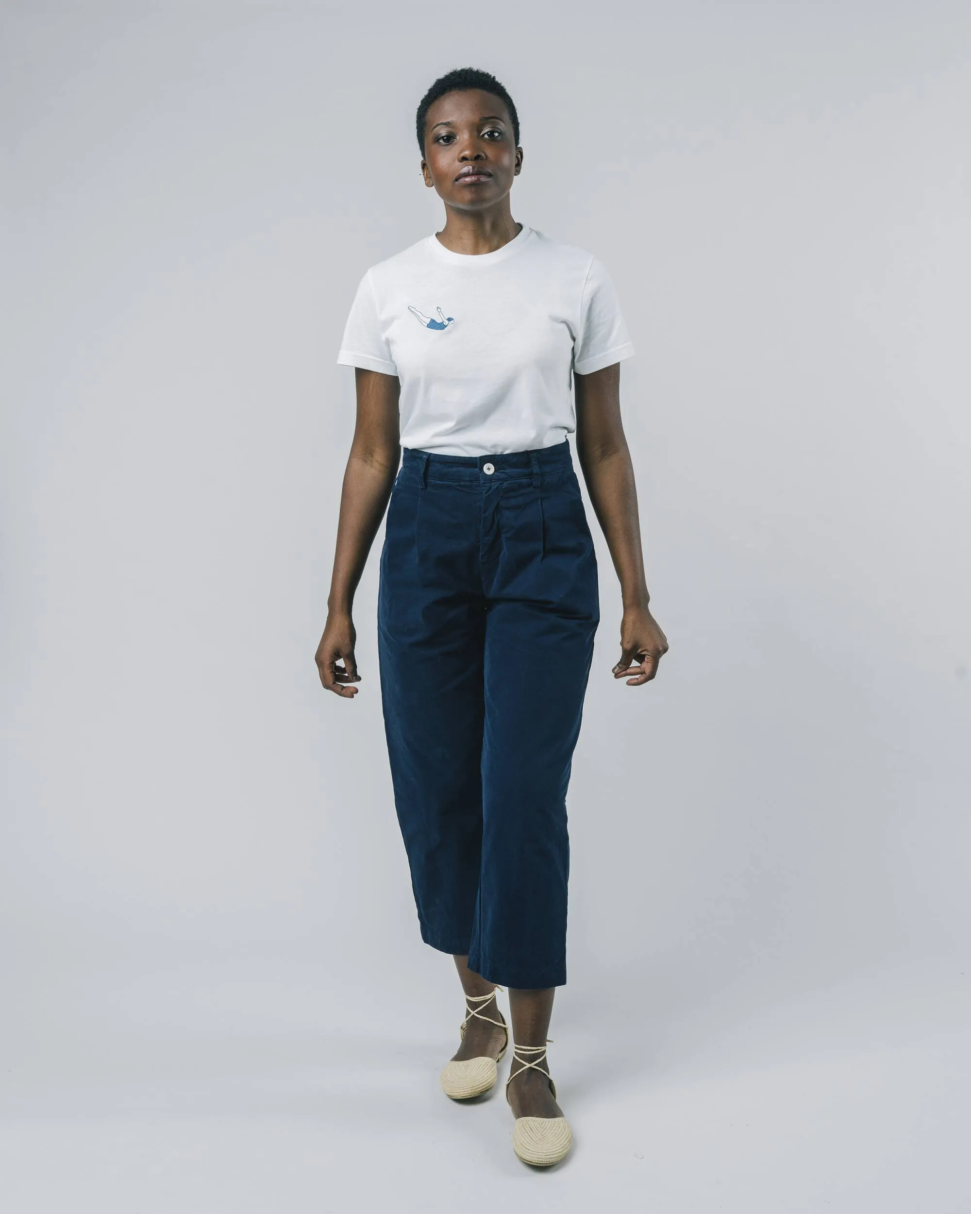 Navy Pleated Pants for Women