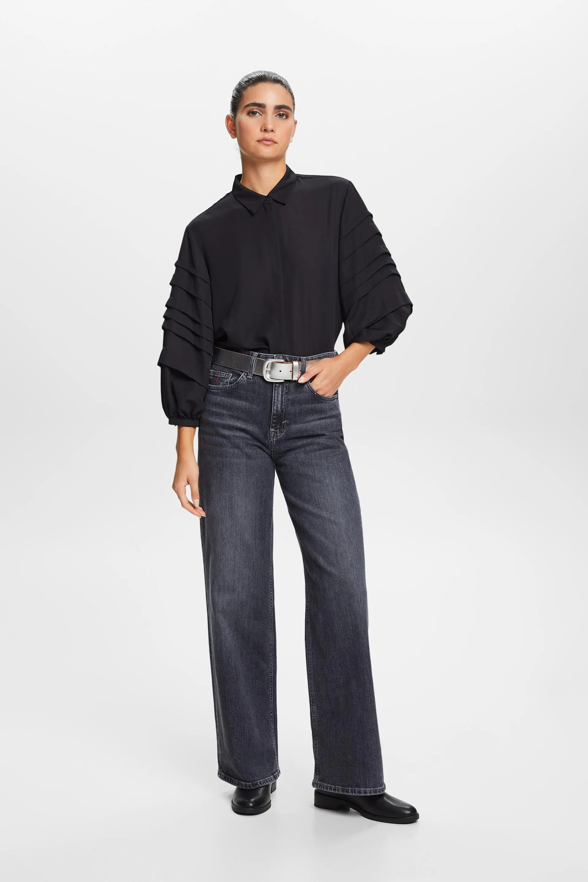 Pleated shirt blouse