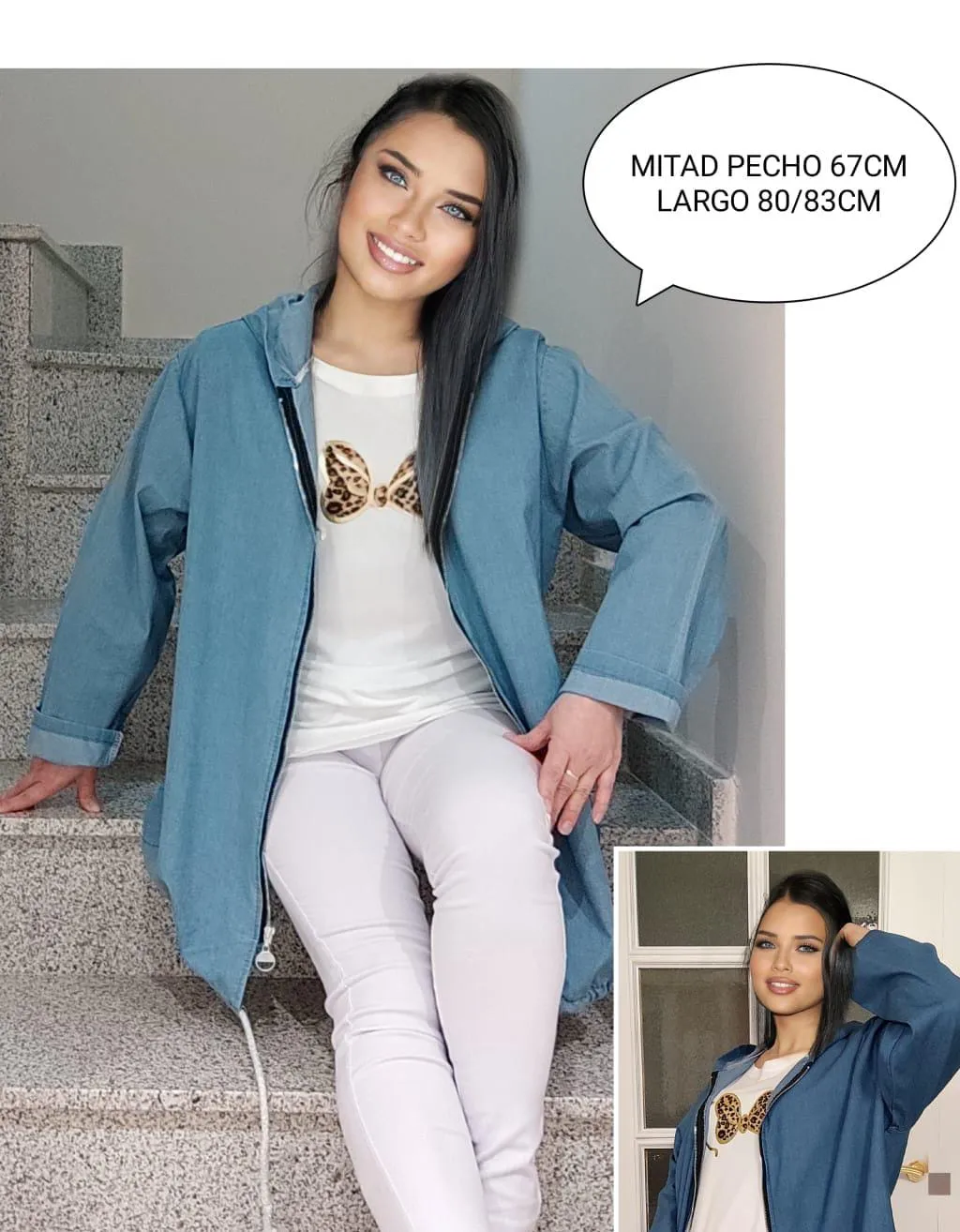 Plus Size Womens Casual Denim Jacket
